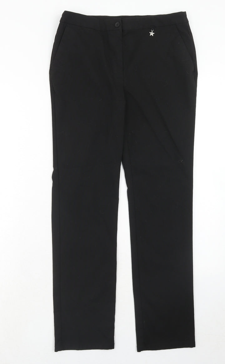 Marks and Spencer Girls Blue Polyester Chino Trousers Size 12-13 Years Regular Zip