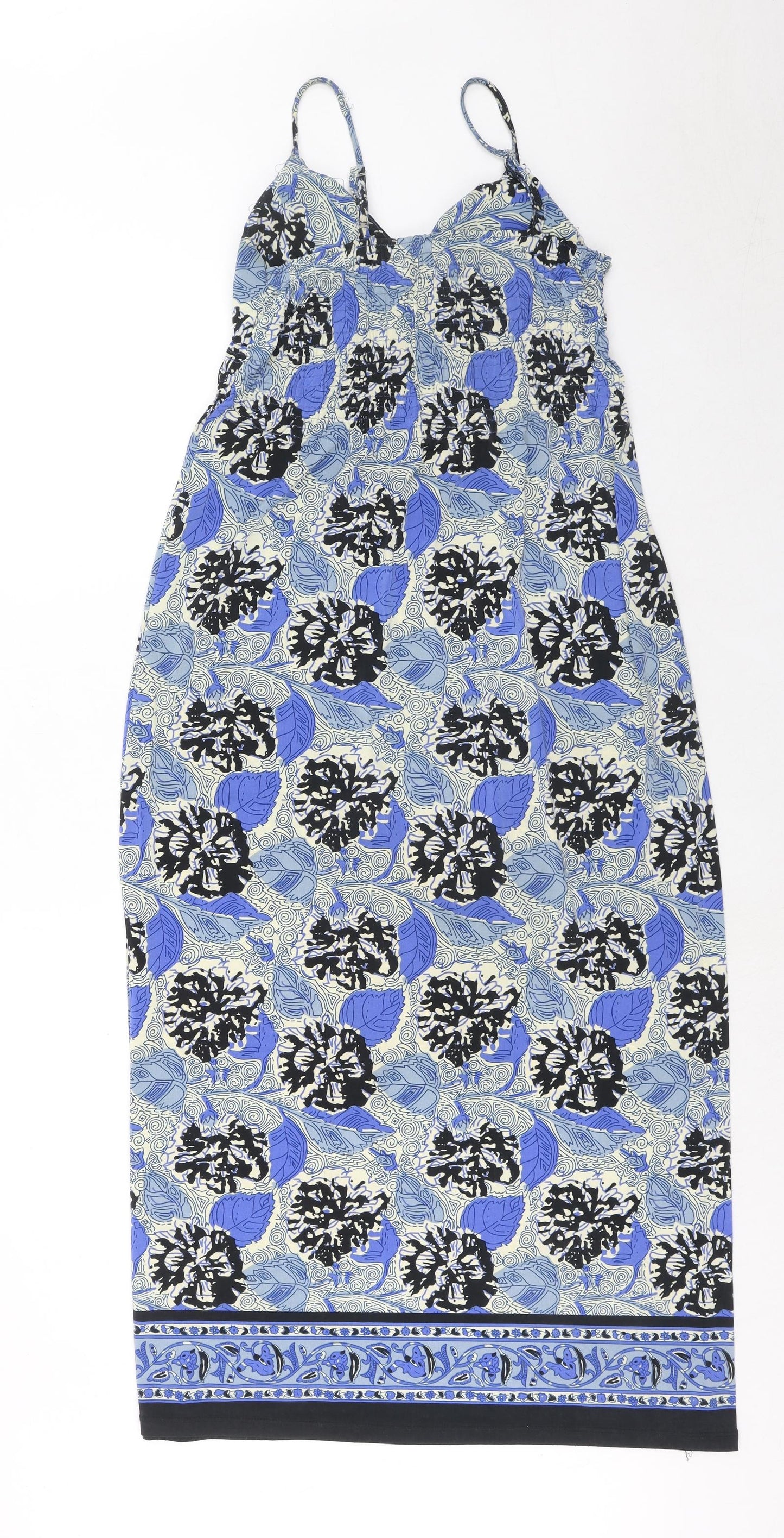 Speed Control Womens Blue Floral Polyester Tank Dress Size S V-Neck Pullover