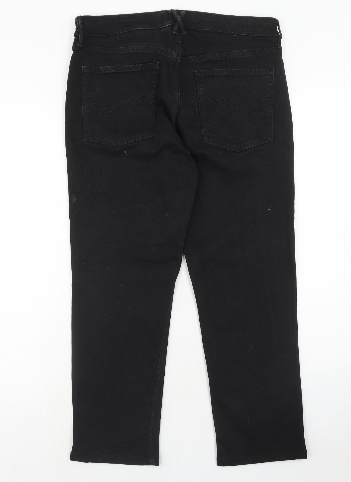 White Stuff Womens Black Cotton Straight Jeans Size 14 Regular Zip