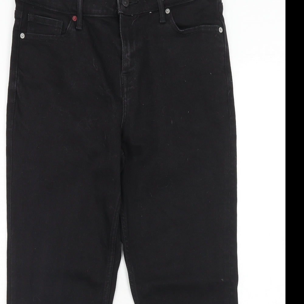 White Stuff Womens Black Cotton Straight Jeans Size 14 Regular Zip