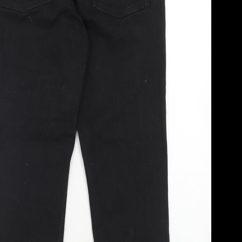 White Stuff Womens Black Cotton Straight Jeans Size 14 Regular Zip