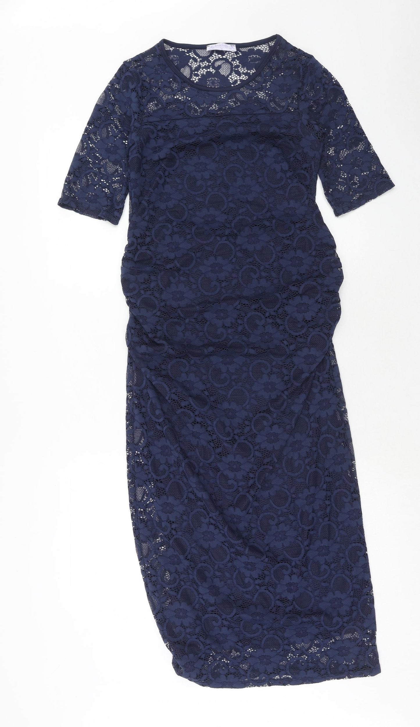 Blue belle Womens Blue Floral Polyester A-Line Size 10 Round Neck Pullover