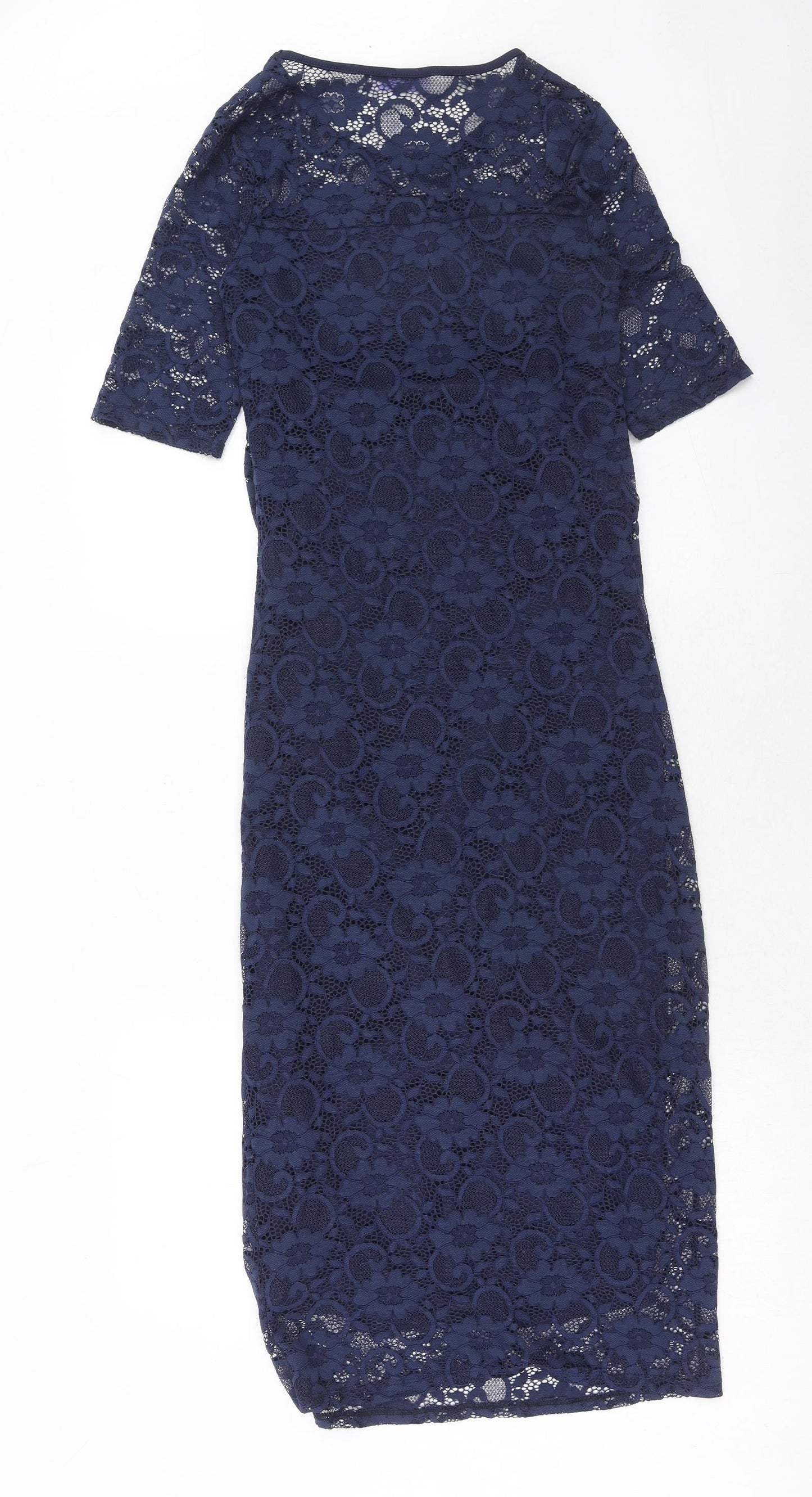 Blue belle Womens Blue Floral Polyester A-Line Size 10 Round Neck Pullover