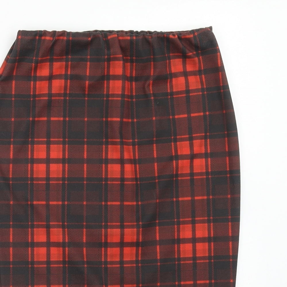 Papaya Womens Red Plaid Polyester Straight & Pencil Skirt Size 10
