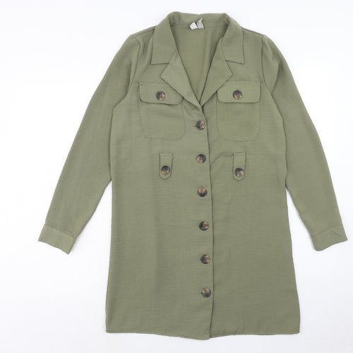 ASOS Womens Green Polyester Jacket Dress Size 6 Collared Button