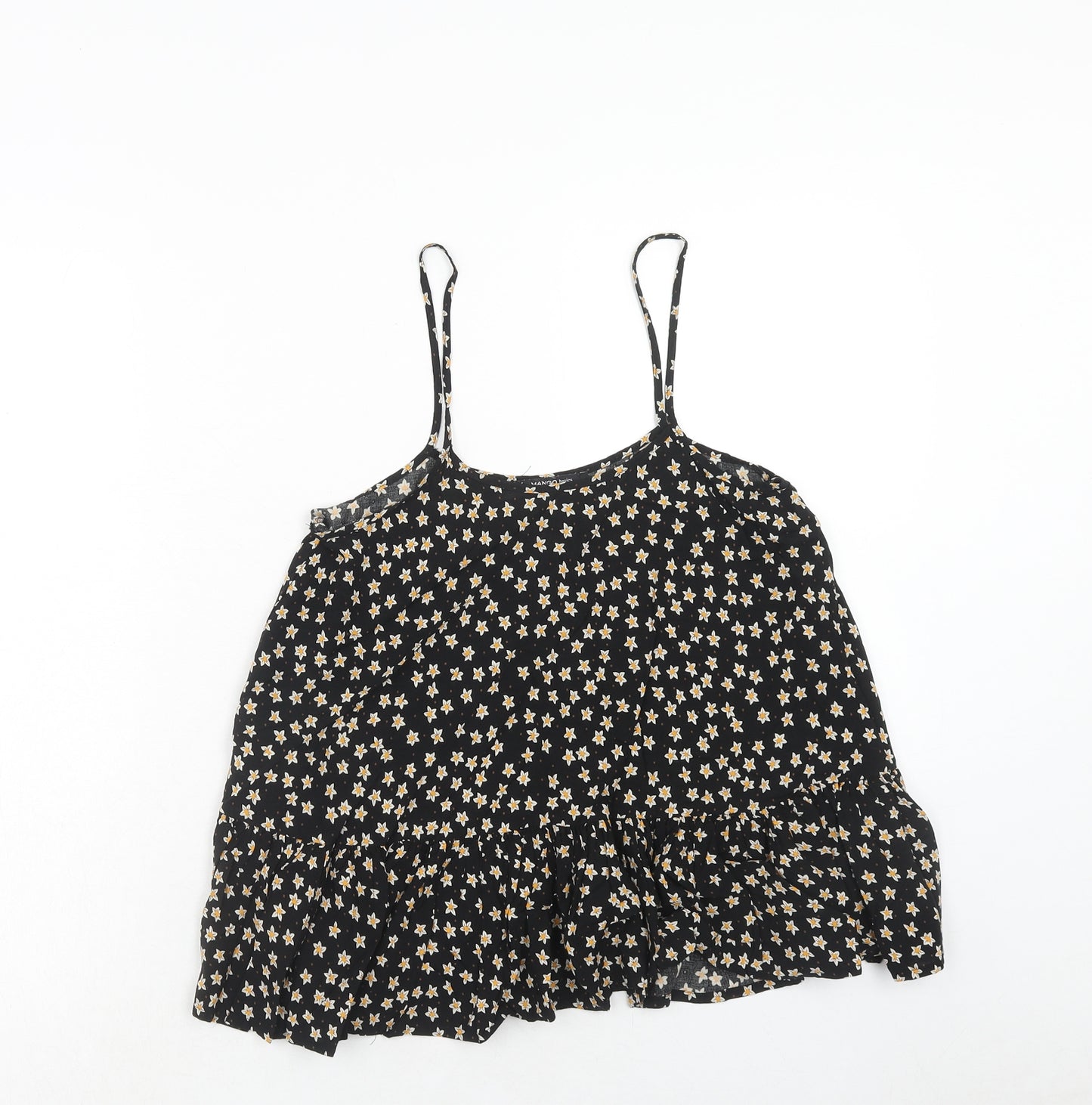 Mango Womens Black Geometric Viscose Camisole Tank Size S Round Neck - Star Pattern
