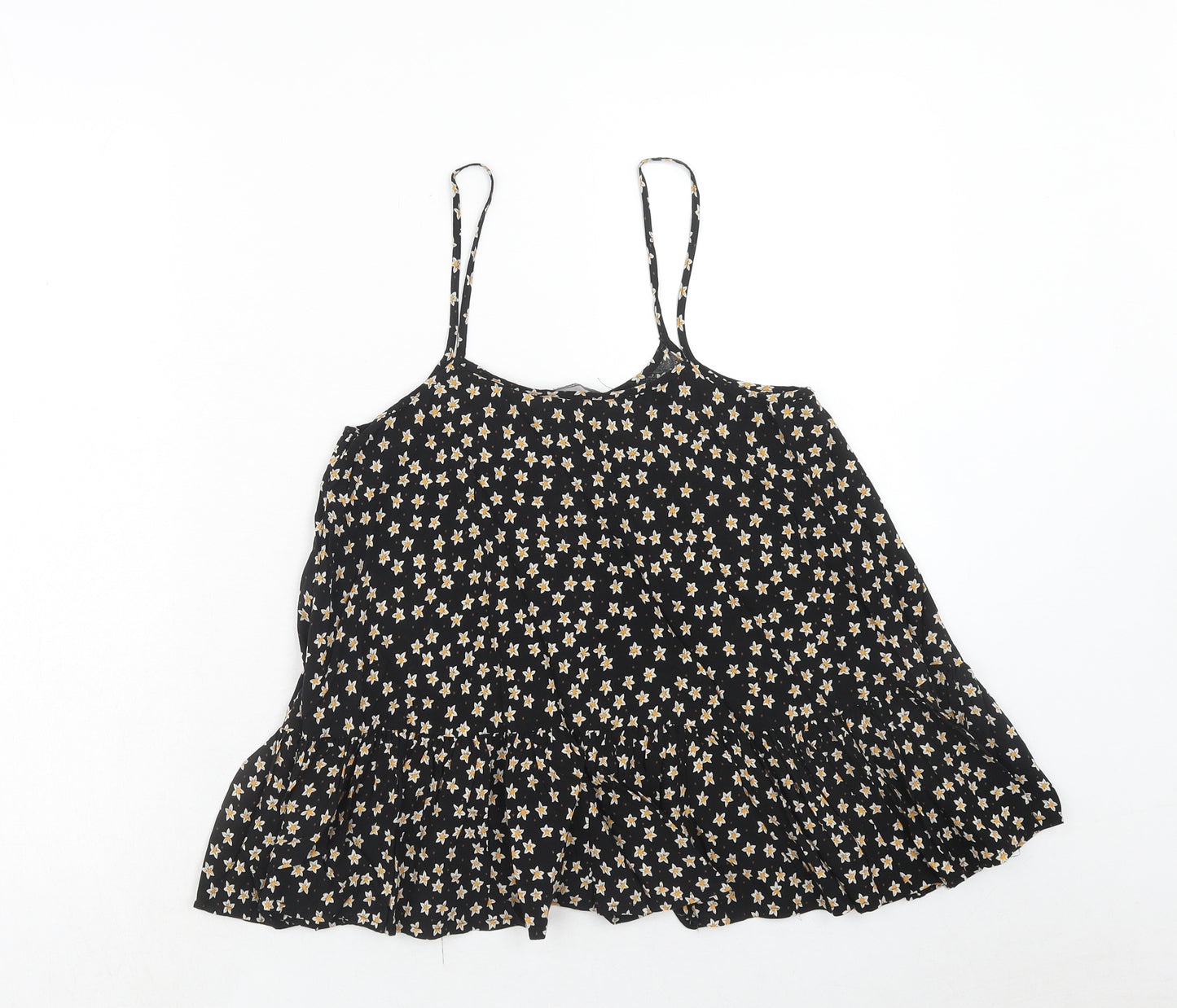 Mango Womens Black Geometric Viscose Camisole Tank Size S Round Neck - Star Pattern