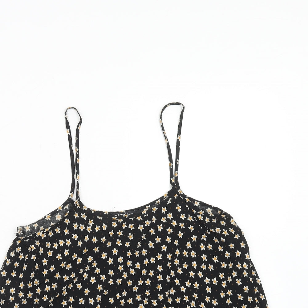 Mango Womens Black Geometric Viscose Camisole Tank Size S Round Neck - Star Pattern