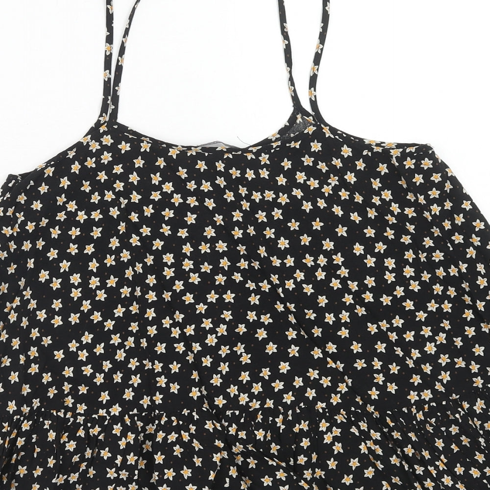 Mango Womens Black Geometric Viscose Camisole Tank Size S Round Neck - Star Pattern