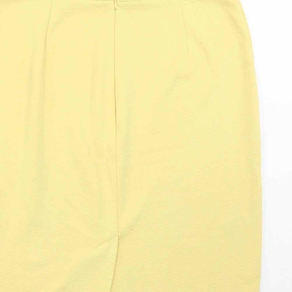 NEXT Womens Yellow Polyester A-Line Skirt Size 14 Zip