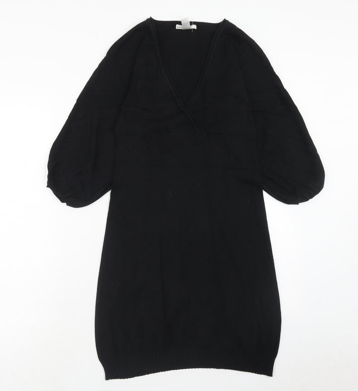 Mango Womens Black Acrylic A-Line Size S V-Neck Pullover
