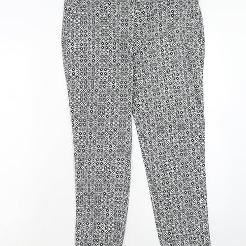 Atmosphere Womens Black Geometric Cotton Trousers Size 10 Regular Hook & Eye