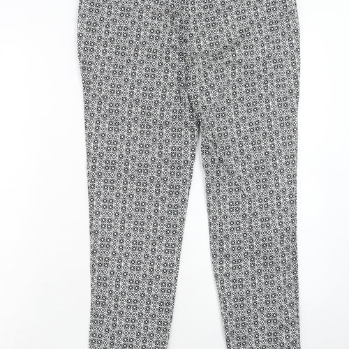 Atmosphere Womens Black Geometric Cotton Trousers Size 10 Regular Hook & Eye