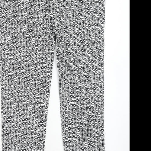 Atmosphere Womens Black Geometric Cotton Trousers Size 10 Regular Hook & Eye