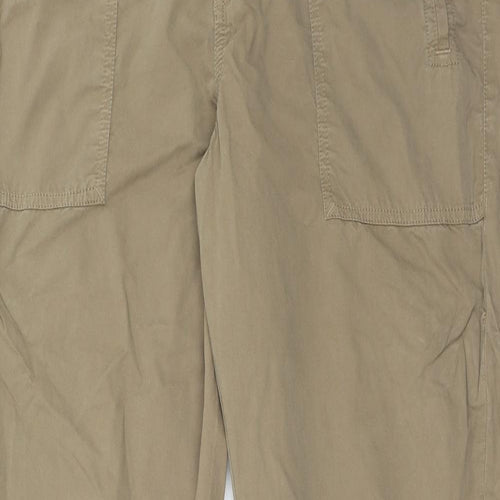 Marks and Spencer Womens Brown Cotton Trousers Size 16 Regular Zip