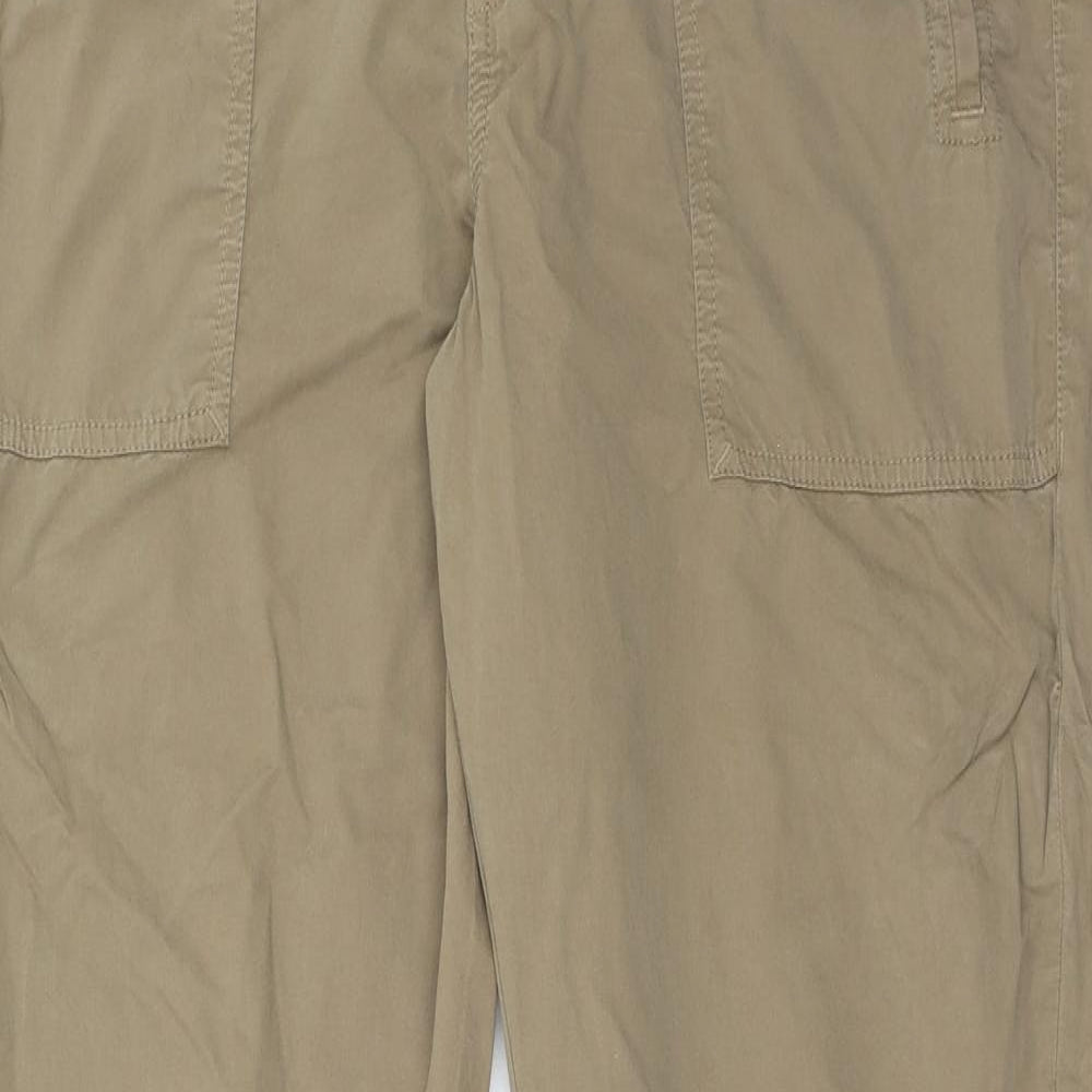 Marks and Spencer Womens Brown Cotton Trousers Size 16 Regular Zip