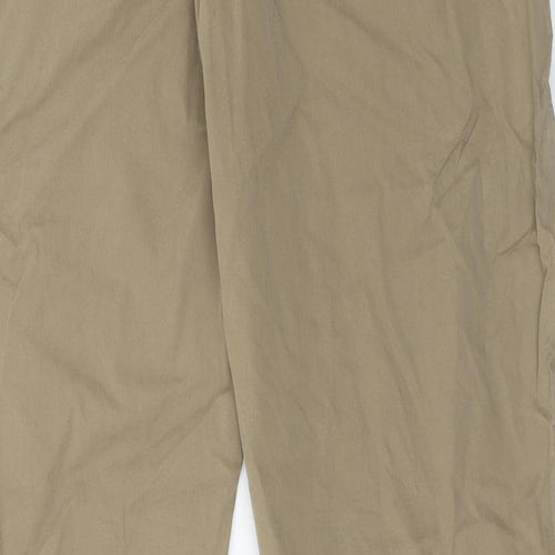 Marks and Spencer Womens Brown Cotton Trousers Size 16 Regular Zip