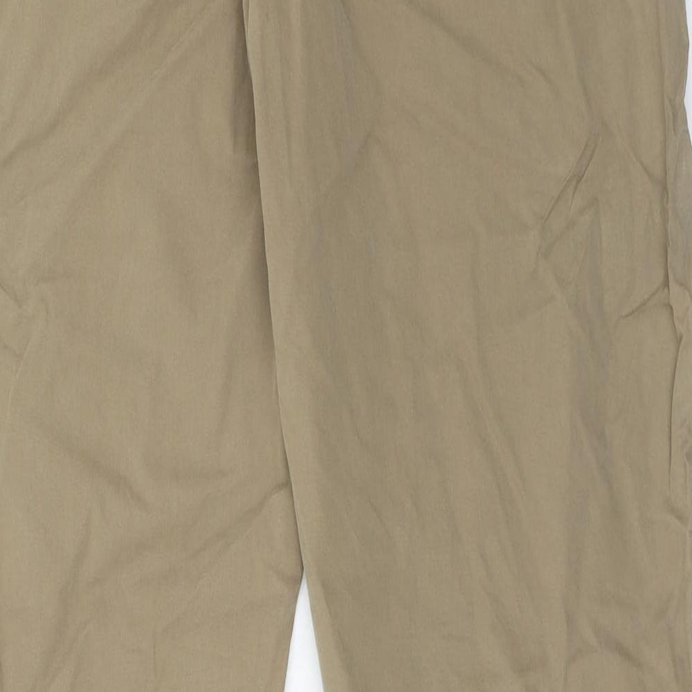 Marks and Spencer Womens Brown Cotton Trousers Size 16 Regular Zip
