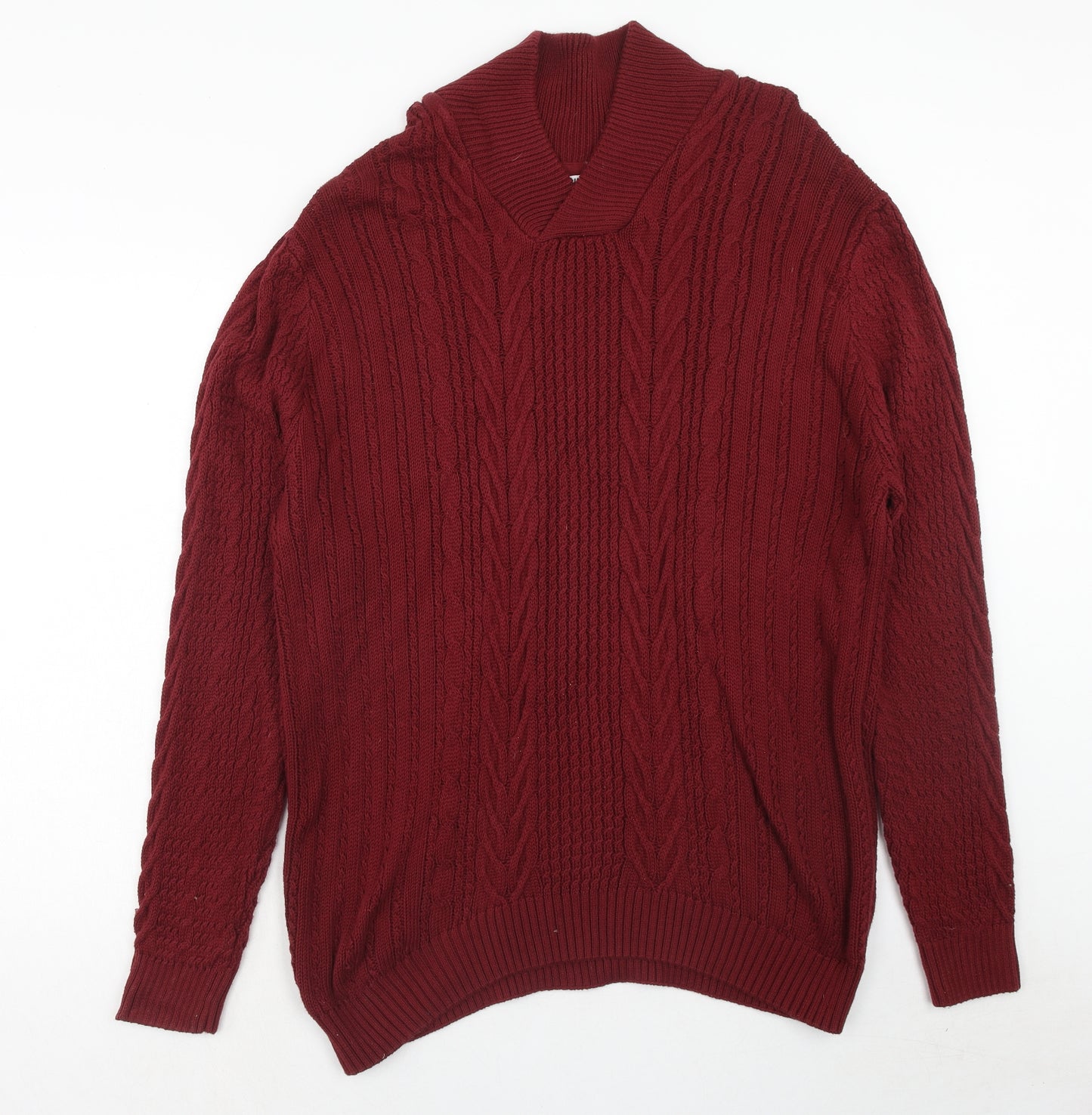 Jacamo Mens Red V-Neck Cotton Pullover Jumper Size 2XL Long Sleeve