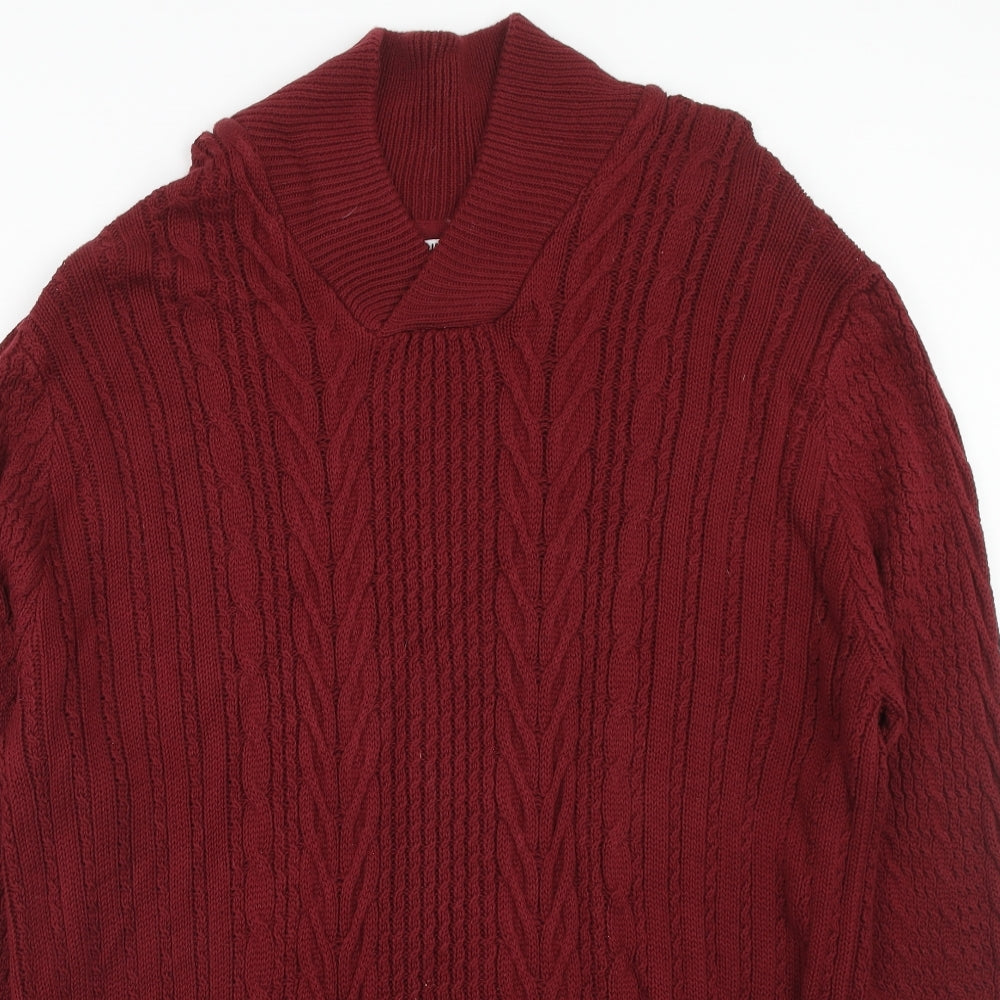 Jacamo Mens Red V-Neck Cotton Pullover Jumper Size 2XL Long Sleeve