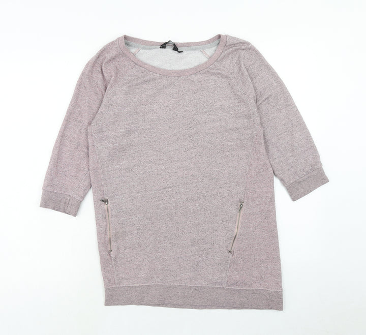New Look Womens Pink Cotton Pullover Sweatshirt Size 10 Zip