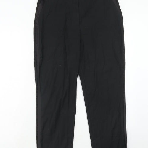 H&M Womens Black Polyester Dress Pants Trousers Size 32 in Regular Hook & Eye - Side Stripe Detail