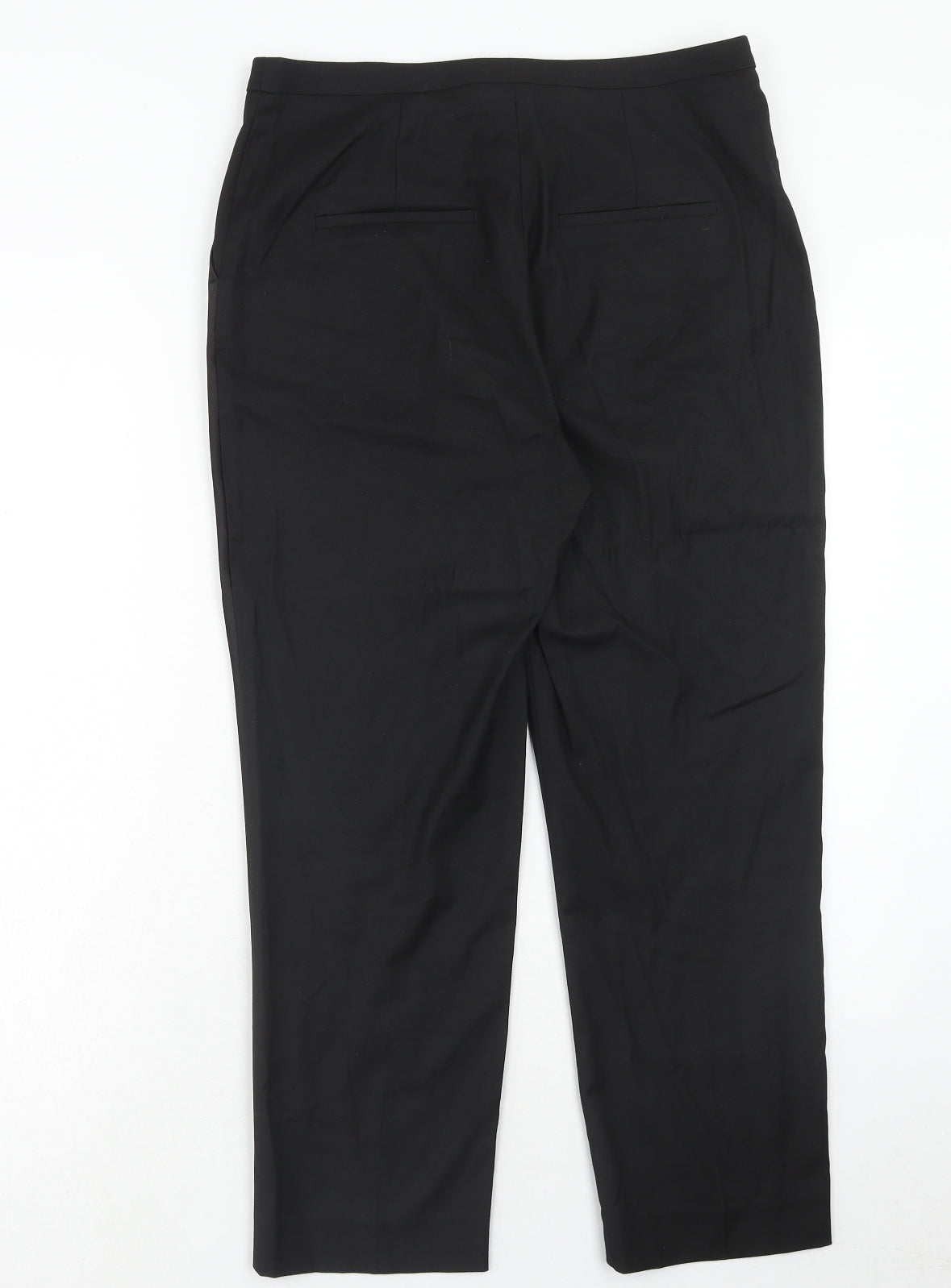 H&M Womens Black Polyester Dress Pants Trousers Size 32 in Regular Hook & Eye - Side Stripe Detail