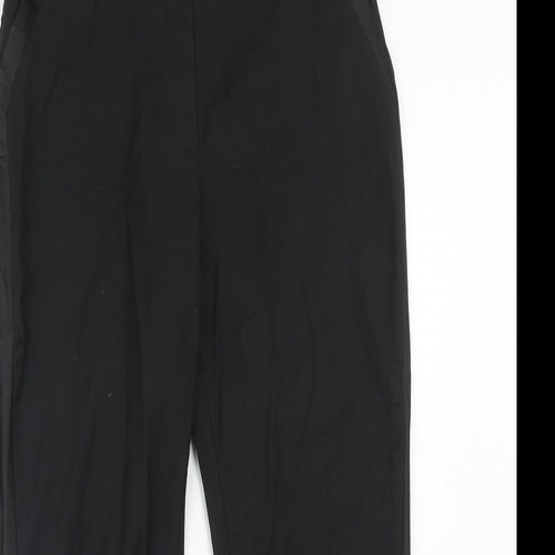 H&M Womens Black Polyester Dress Pants Trousers Size 32 in Regular Hook & Eye - Side Stripe Detail