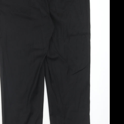 H&M Womens Black Polyester Dress Pants Trousers Size 32 in Regular Hook & Eye - Side Stripe Detail