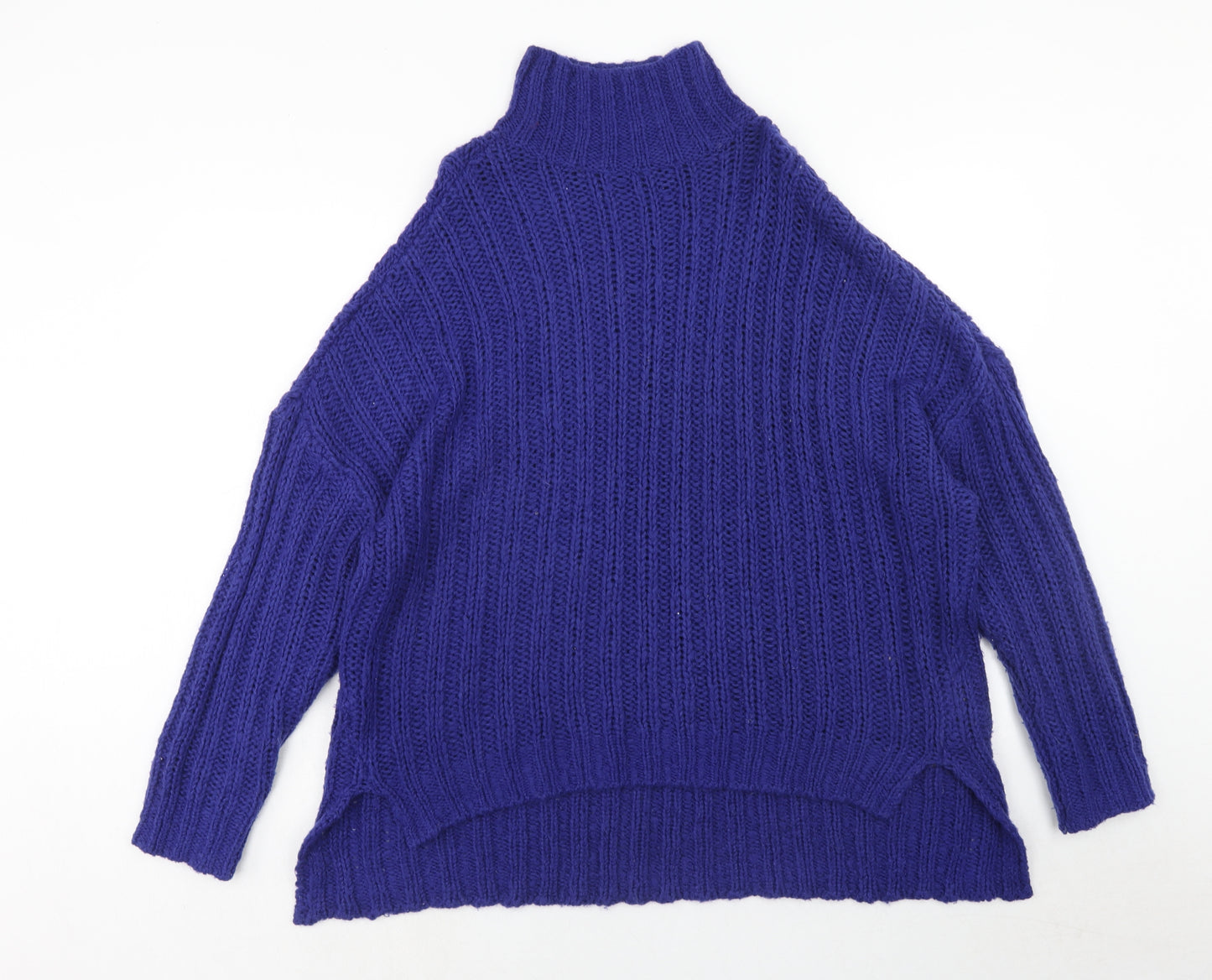 H&M Womens Blue High Neck Acrylic Pullover Jumper Size L