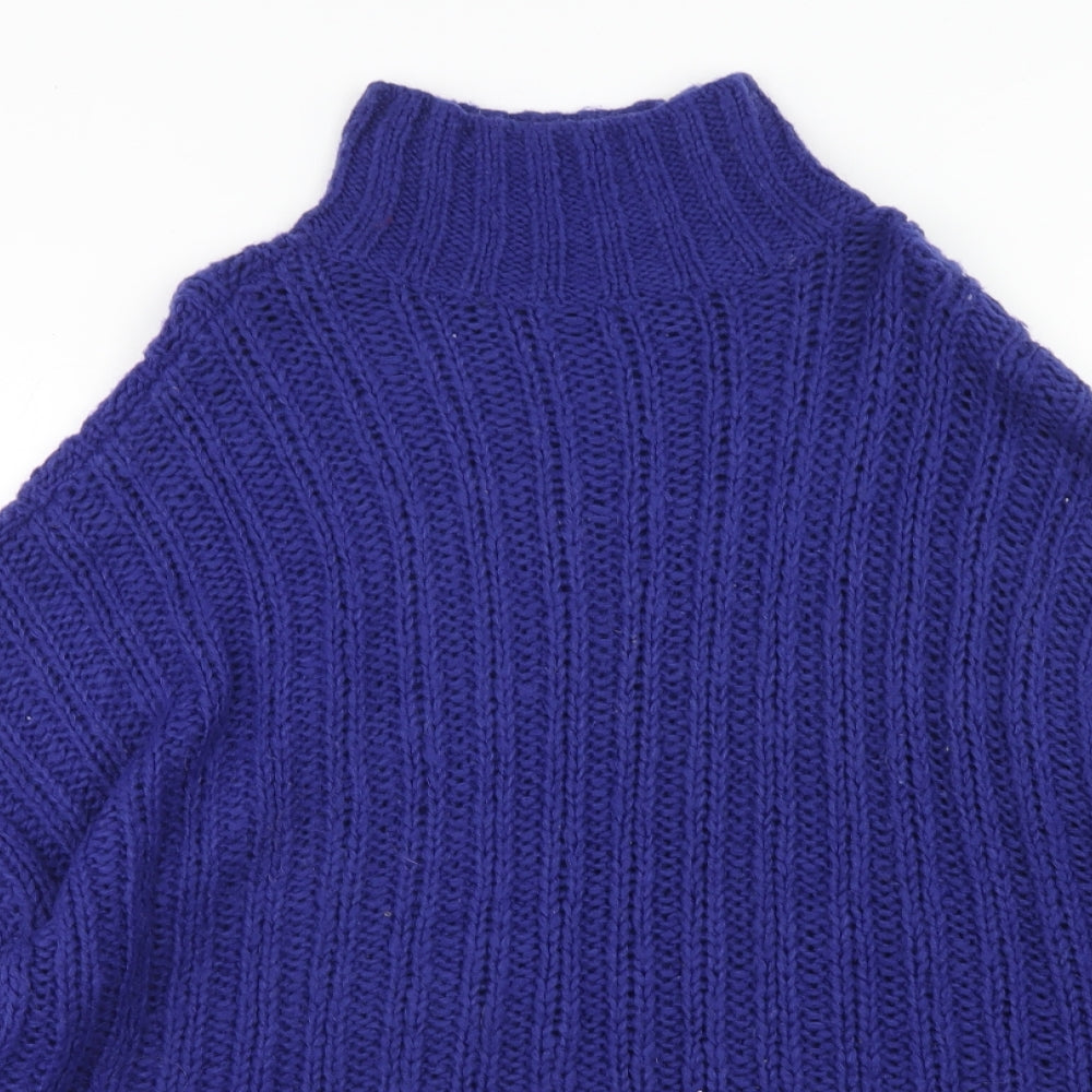 H&M Womens Blue High Neck Acrylic Pullover Jumper Size L