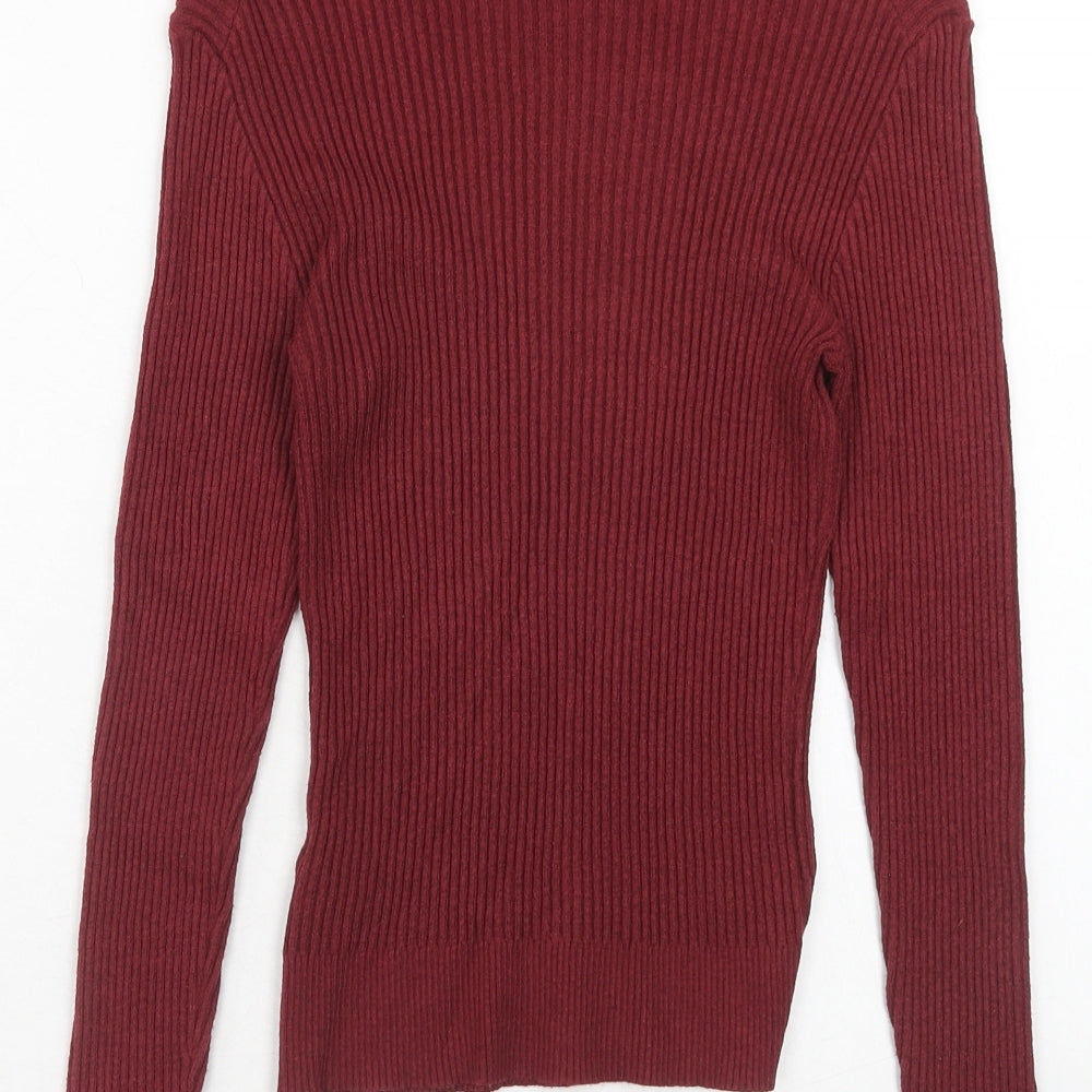 Primark Womens Red Roll Neck Viscose Pullover Jumper Size S - Size 10-12