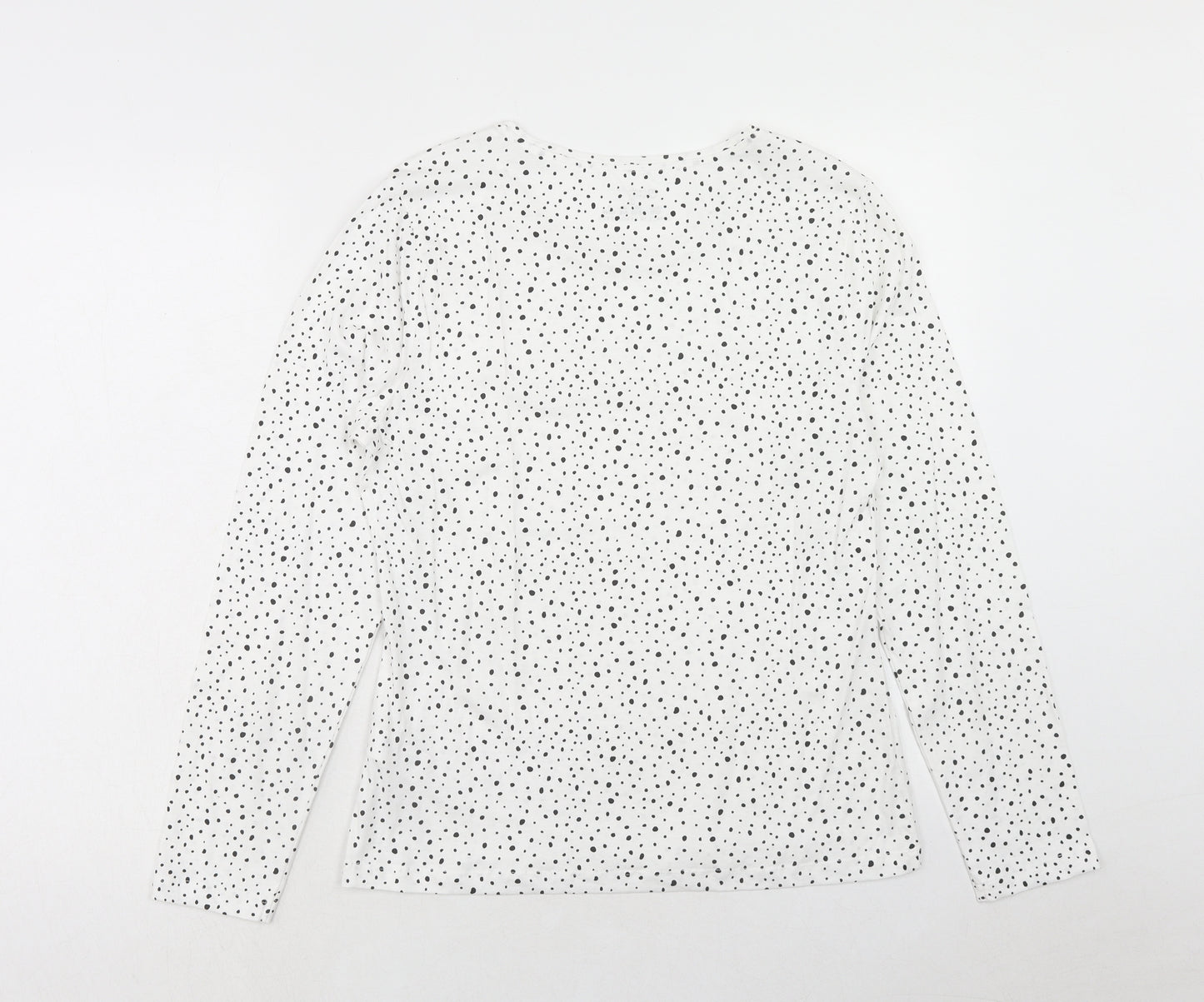 Primark Womens White Geometric Cotton Basic Blouse Size S Round Neck - Size 10-12