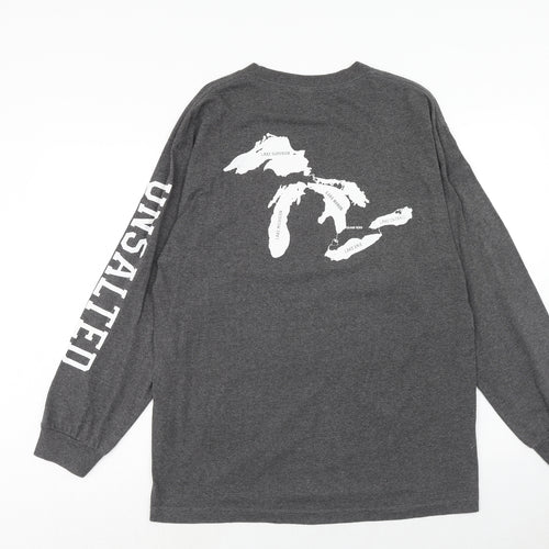 Alstyle Apparel & Activewear Mens Grey Polyester Pullover Sweatshirt Size L - Great Lakes
