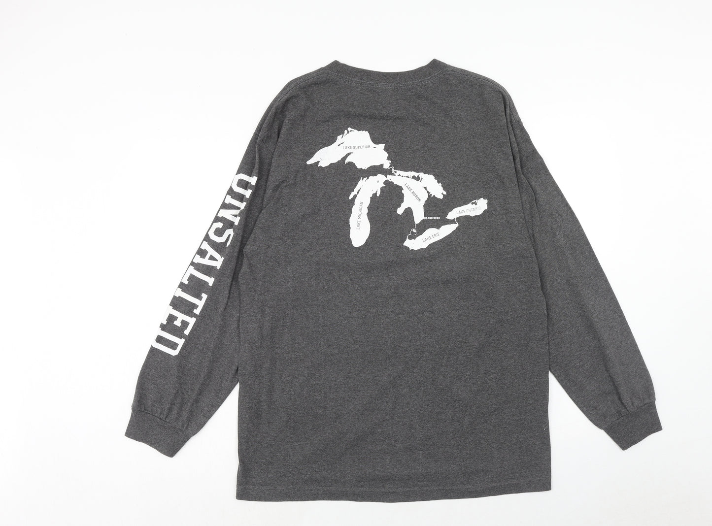 Alstyle Apparel & Activewear Mens Grey Polyester Pullover Sweatshirt Size L - Great Lakes