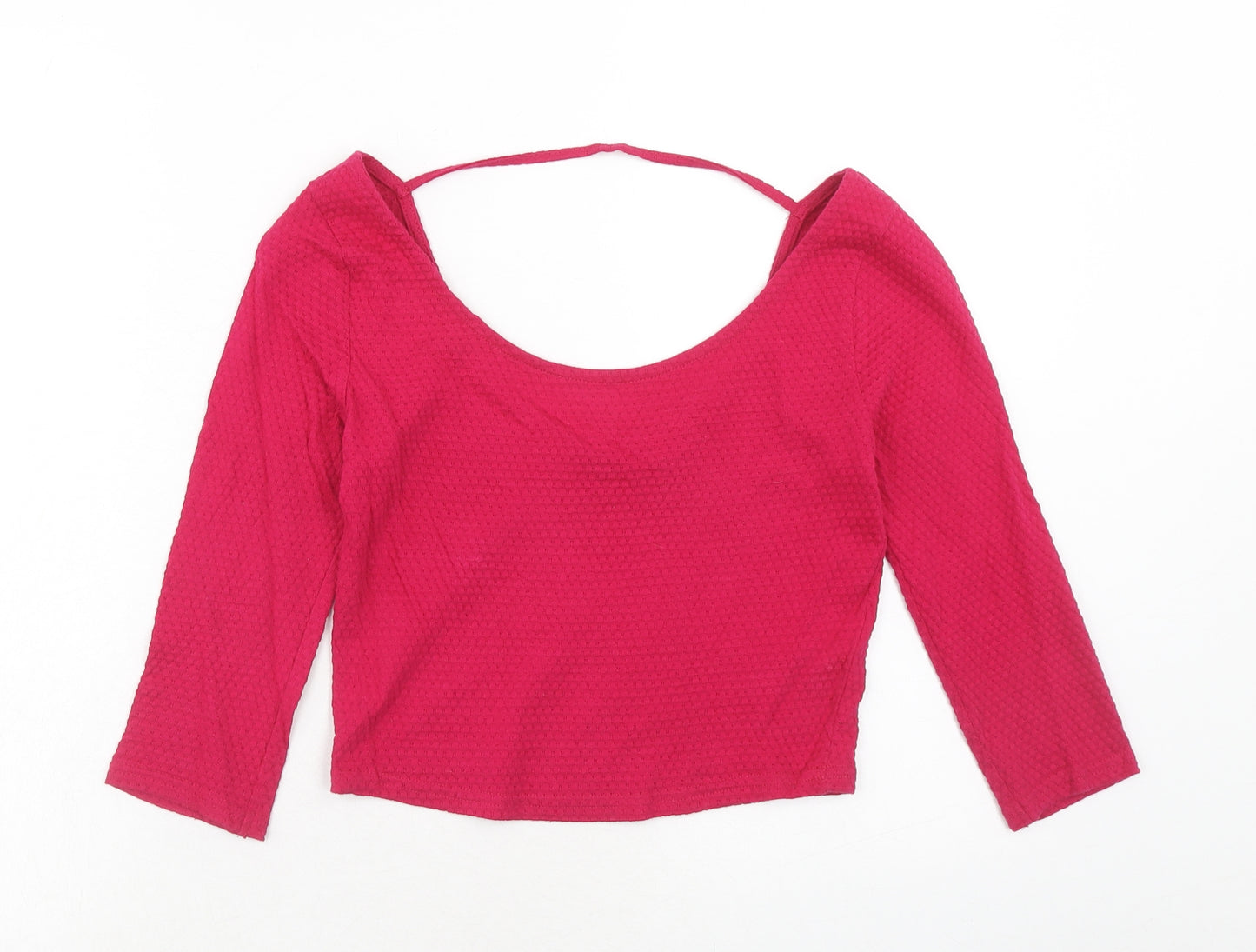 New Look Womens Pink Cotton Basic T-Shirt Size 8 Scoop Neck
