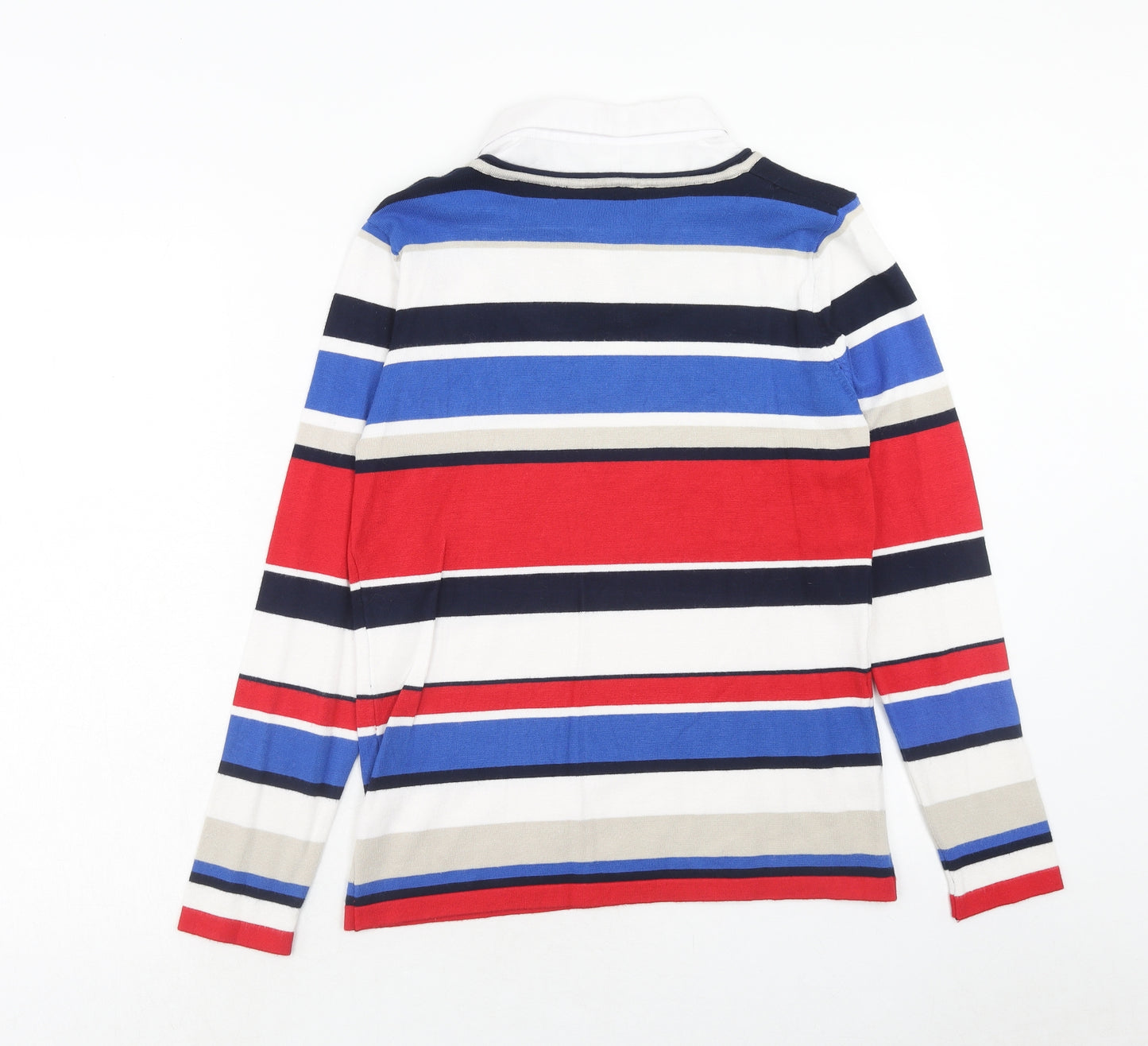Jessica Graaf Womens Multicoloured Collared Striped Viscose Pullover Jumper Size M - Shirt Insert