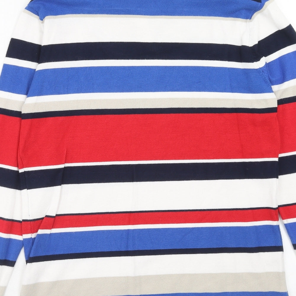 Jessica Graaf Womens Multicoloured Collared Striped Viscose Pullover Jumper Size M - Shirt Insert