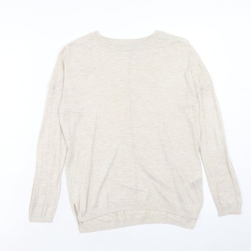 Marks and Spencer Womens Beige Round Neck Viscose Pullover Jumper Size S