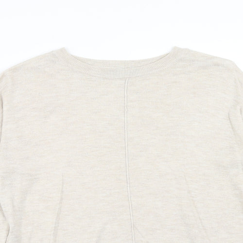 Marks and Spencer Womens Beige Round Neck Viscose Pullover Jumper Size S