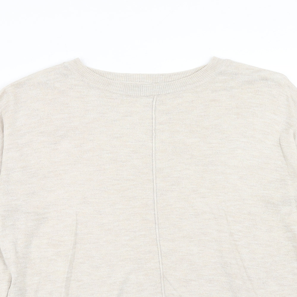Marks and Spencer Womens Beige Round Neck Viscose Pullover Jumper Size S