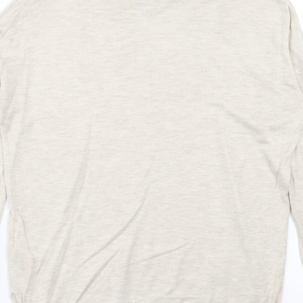 Marks and Spencer Womens Beige Round Neck Viscose Pullover Jumper Size S