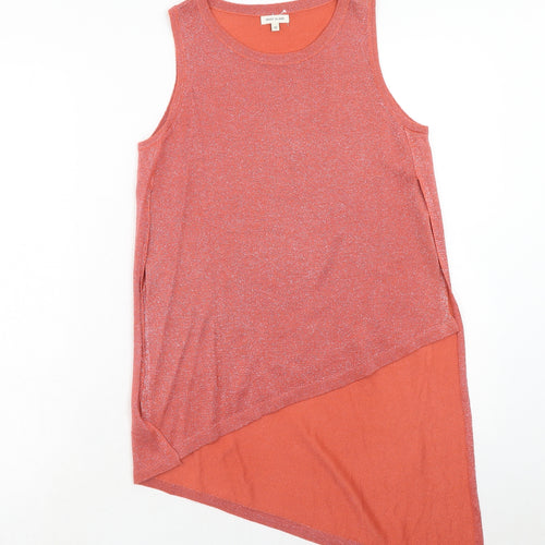 River Island Womens Pink Cotton Basic Tank Size 10 Round Neck - Asymmetric