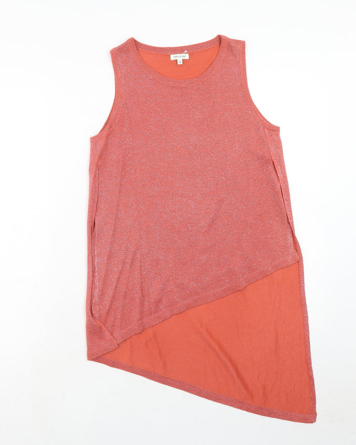 River Island Womens Pink Cotton Basic Tank Size 10 Round Neck - Asymmetric