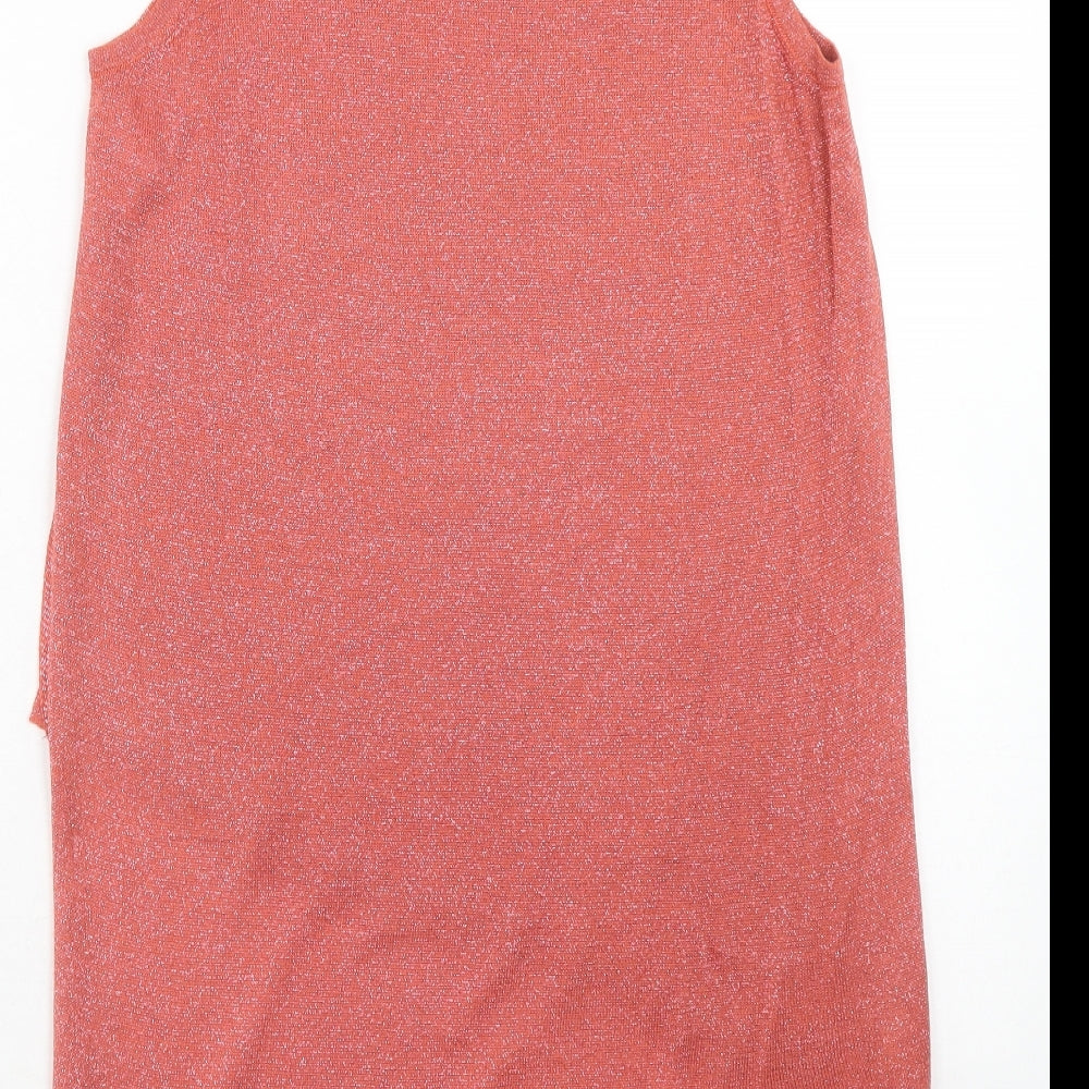 River Island Womens Pink Cotton Basic Tank Size 10 Round Neck - Asymmetric