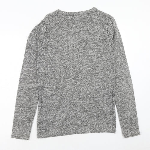 H&M Mens Grey Round Neck Cotton Pullover Jumper Size XS Long Sleeve