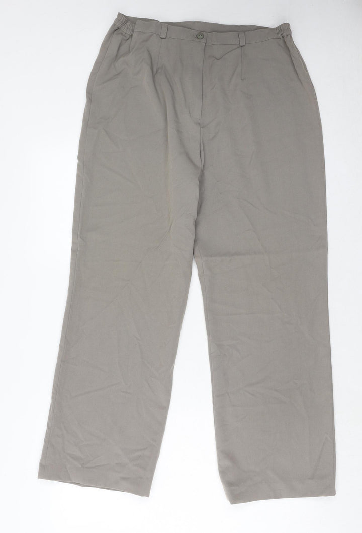 VINCI Womens Grey Polyester Trousers Size 16 Regular Zip