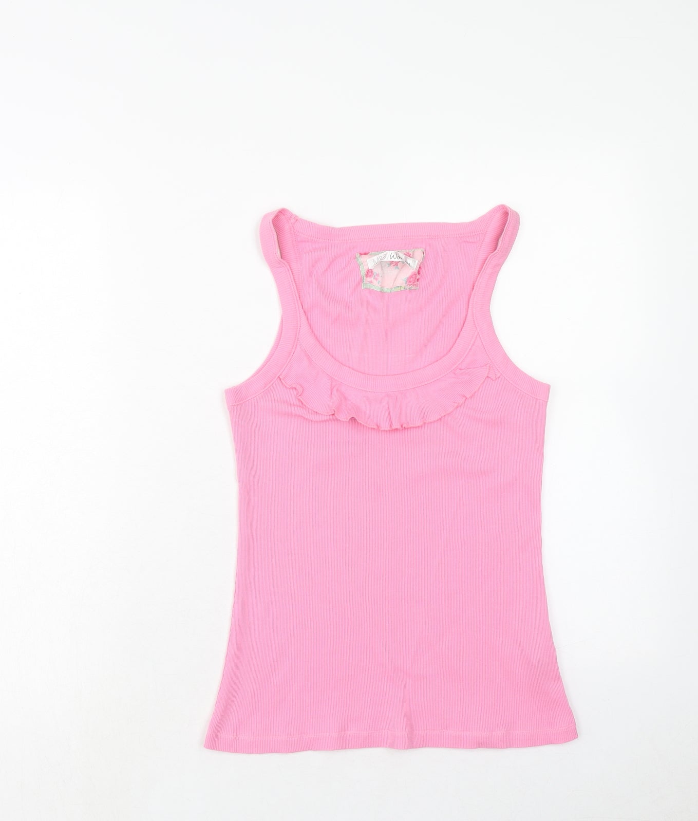 Marks and Spencer Womens Pink Cotton Basic Tank Size 14 Scoop Neck