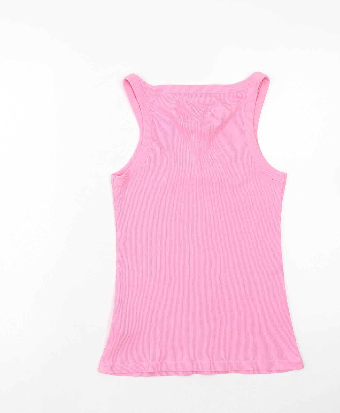 Marks and Spencer Womens Pink Cotton Basic Tank Size 14 Scoop Neck