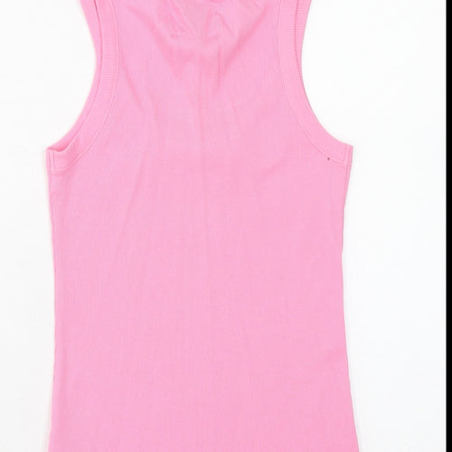 Marks and Spencer Womens Pink Cotton Basic Tank Size 14 Scoop Neck